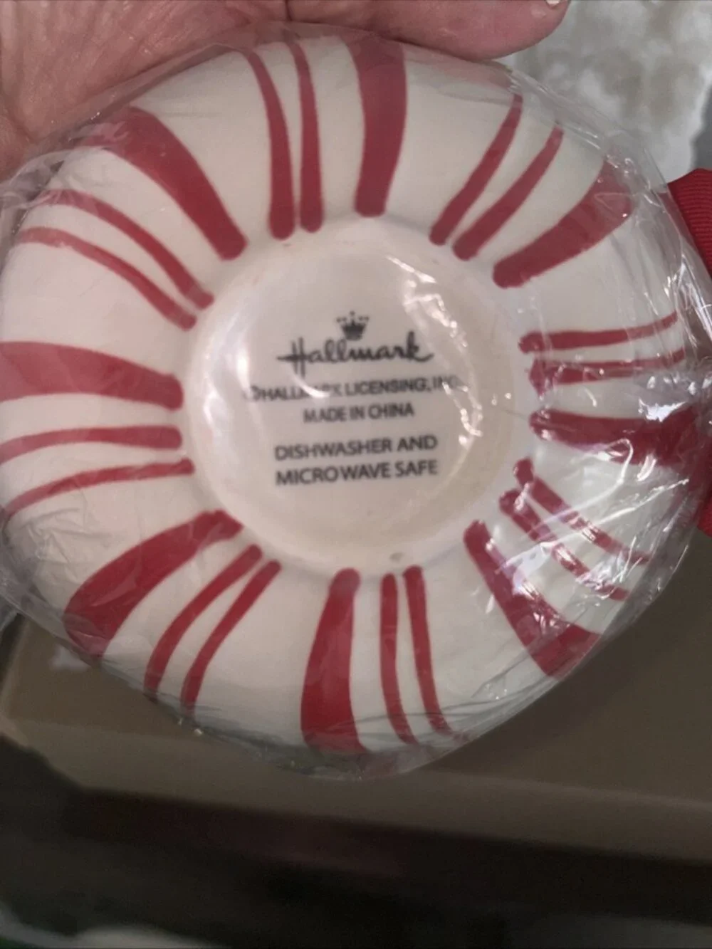 NWT’s-Hallmark Peppermint Dip Bowl With Spreader-5” Diameter